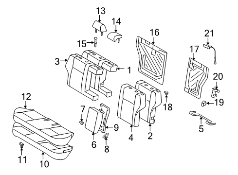 2009 Toyota Corolla Rear Seat Components Seat Back Pad Diagram for 71652-02320