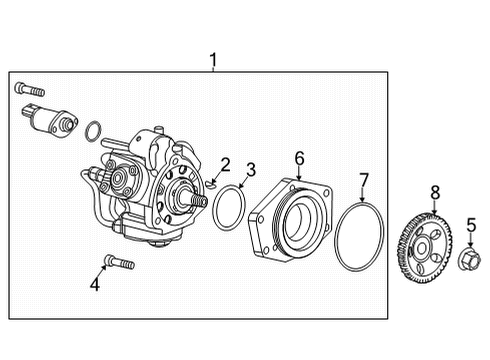 2020 GMC Sierra 2500 HD Fuel Injection Injector Seal Kit Diagram for 12684286