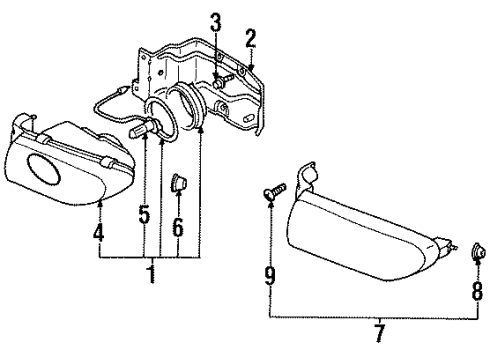 1995 Dodge Avenger Bulbs Lamp Kit, Fog, Rt., P Series, LASER/TALON Diagram for MR179446