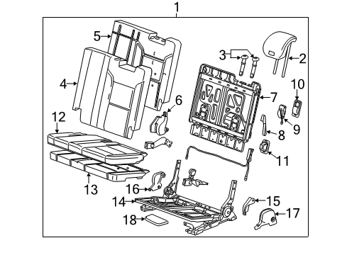 2018 GMC Yukon Third Row Seats Headrest Guide Diagram for 22973996