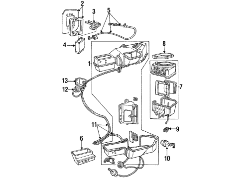 1986 Lincoln Continental A/C Evaporator & Heater Components Core Diagram for E3AZ-18476-E