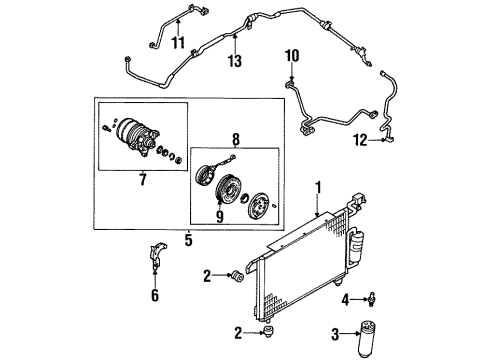 1998 Acura SLX Air Conditioner Pipe, Receiver Tank Diagram for 8-52477-884-0