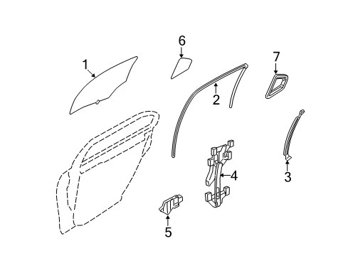 2011 Ford Fusion Rear Door Moveable Glass Diagram for 8E5Z-5425712-A