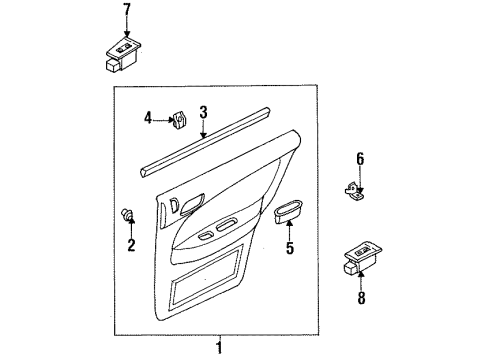 1994 Kia Sephia Rear Door Trim Weatherstrip-Glass In, LH Diagram for 0K20273820