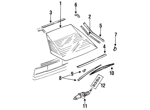1988 Nissan Sentra Lift Gate Glass, Wiper & Washer Components Cover Arm Set Diagram for 28782-55A00