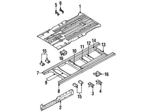 2000 Plymouth Grand Voyager Floor & Rails Pan-Floor Diagram for 5012645AB