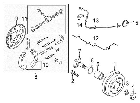2012 Nissan Versa Anti-Lock Brakes Sensor Assembly-Anti SKID, Front Diagram for 47910-ZR70A
