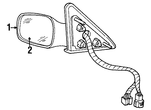 2002 Lincoln Town Car Outside Mirrors Mirror Diagram for XW1Z-17682-BA