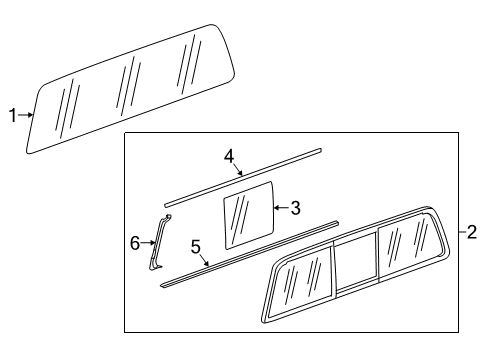 2020 GMC Canyon Back Glass Sliding Glass Diagram for 84499045