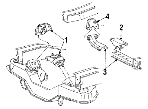 1995 Ford Aerostar Engine & Trans Mounting Rear Crossmember Diagram for FO9Z-6A023-C