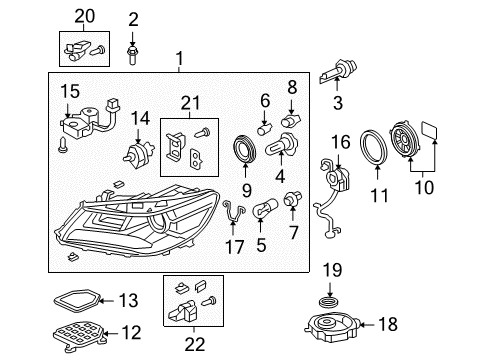 2009 Acura RL Bulbs Bulb (12V 21W) Diagram for 33303-S2R-901