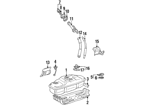 1992 Toyota 4Runner Fuel System Components Hose, Fuel Tank To Filler Pipe Diagram for 77213-35230