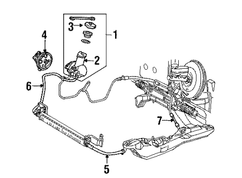1996 Ford Taurus P/S Pump & Hoses, Steering Gear & Linkage Upper Return Hose Diagram for F6DZ-3A713-A
