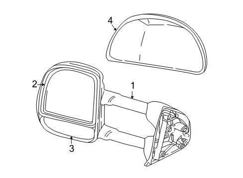 2003 Ford Excursion Outside Mirrors Mirror Glass Diagram for 4C7Z-17K707-BA