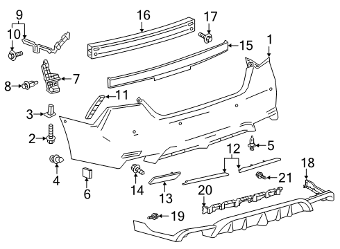 2020 Toyota Camry Rear Bumper Side Retainer Diagram for 52575-06160