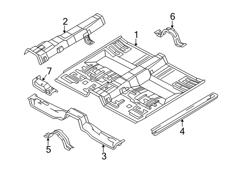 2006 Kia Optima Pillars, Rocker & Floor - Floor & Rails Reinforcement Assembly-C Diagram for 6513038000