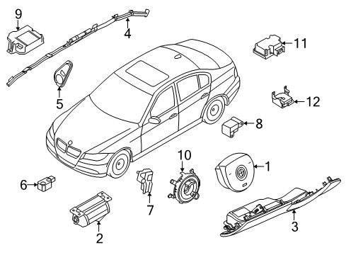 2013 BMW 328i Air Bag Components Sensor, B-Pillar Diagram for 65779234989