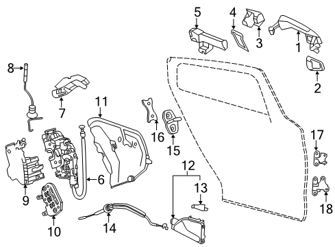 2019 Infiniti QX30 Rear Door Bracket-Outside Handle, LH Diagram for 82611-5DM1A