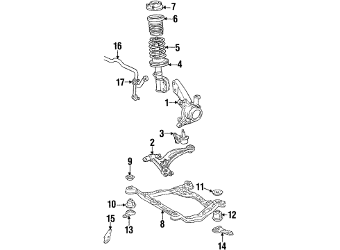 1992 Toyota Camry Front Suspension Components, Lower Control Arm, Stabilizer Bar Insulator, Front Coil Spring Diagram for 48158-33010