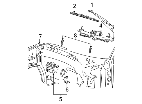 2003 Ford Expedition Wiper & Washer Components Hose Diagram for 2L1Z-17A605-AC