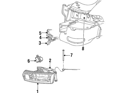 1993 Dodge Intrepid Headlamps Headlamp Lamp Assembly, Right Diagram for 4746453