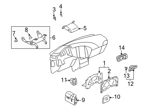 2007 Buick Rendezvous Cluster & Switches, Instrument Panel Switch Asm-Rear Window Wiper & Washer & End Gate Window Diagram for 10336386