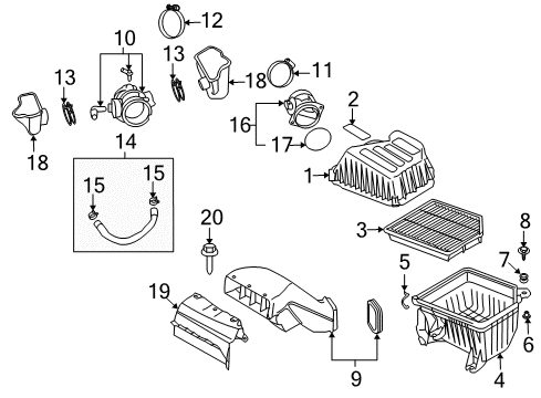 2011 Hyundai Veracruz Filters Cover-Air Cleaner Diagram for 28111-3J100