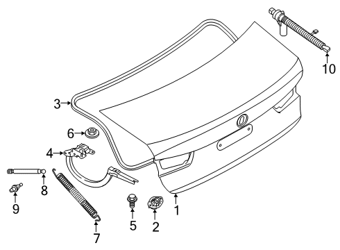 2021 BMW 330e Trunk Left Trunk Lid Hinge Diagram for 41007481967