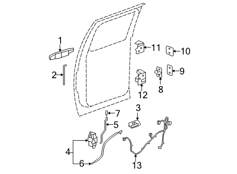 2011 GMC Sierra 2500 HD Rear Door - Lock & Hardware Handle, Outside Diagram for 25960522