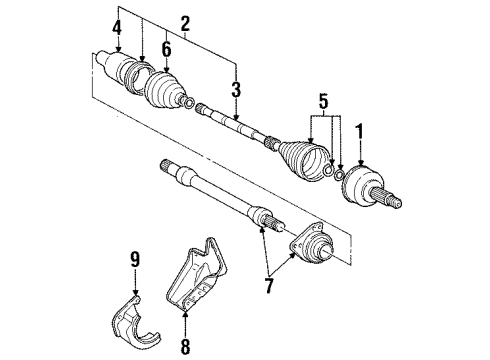 1998 Ford Contour Drive Axles - Front Outer CV Joint Diagram for F8RZ3B437DE