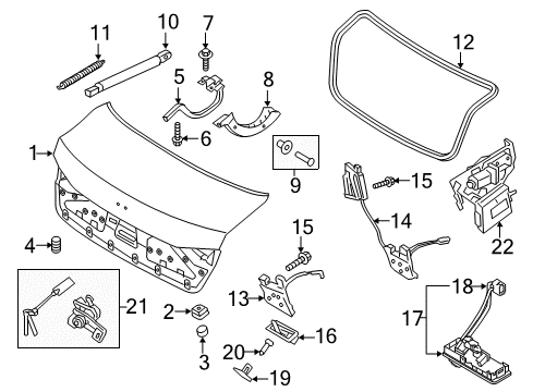 2017 Genesis G80 Parking Aid Trunk Lid Latch Assembly Diagram for 81230-B1000