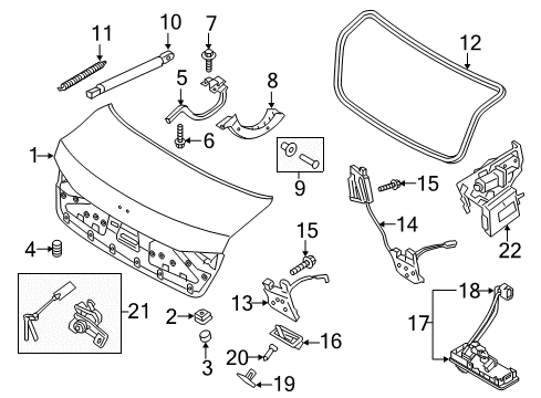 2017 Genesis G80 Parking Aid Weatherstrip-Trunk Lid Opening Diagram for 87321-B1000