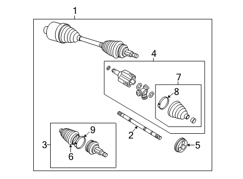 2007 Chevrolet Monte Carlo Drive Axles - Front Boot Kit, Front Wheel Drive Shaft Tri-Pot Joint Diagram for 19259374