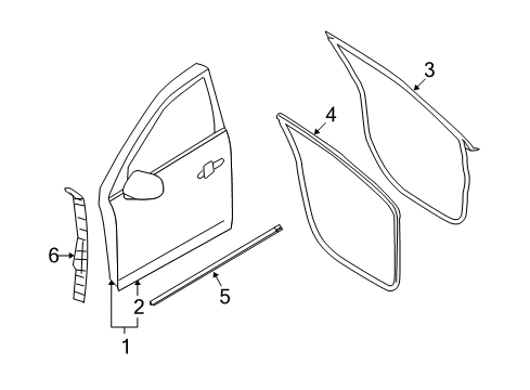 2013 Lincoln MKT Front Door Door Weatherstrip Diagram for AE9Z-7420531-A