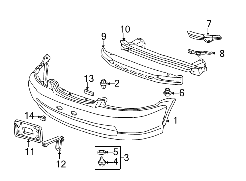 1997 Honda Civic Front Bumper Stay A, R. FR. Bumper Side Stiffener Diagram for 71142-S01-A00ZZ