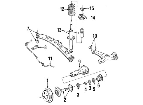 1991 Infiniti M30 Rear Suspension Components Shock Absorb Diagram for 56210-F6625