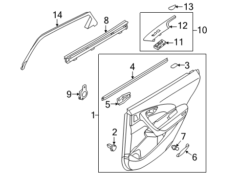 2012 Hyundai Azera Interior Trim - Rear Door BEZEL-POWER WINDOW SUB RH Diagram for 93582-3V900-NNA