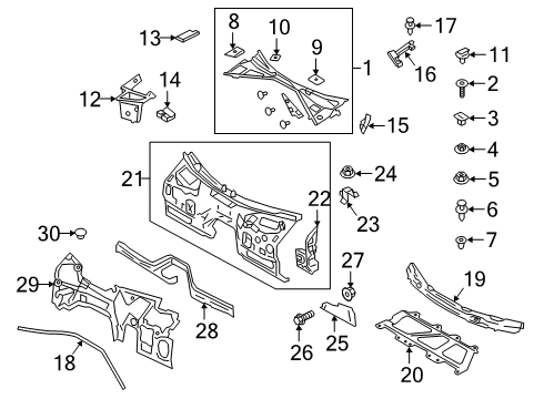 2019 Alfa Romeo Giulia Cowl Push Pin Diagram for 6510891AA