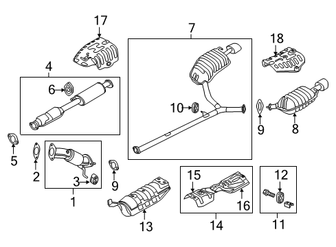 2011 Kia Optima Exhaust Components Front Muffler Assembly Diagram for 28610-2T110
