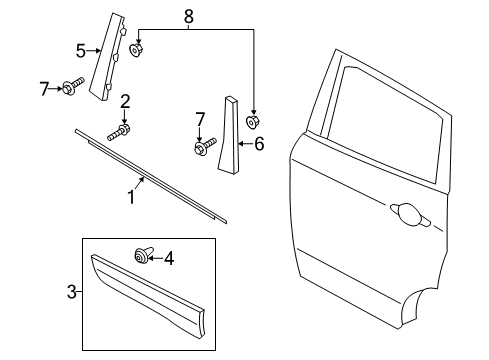 2018 Ford Escape Exterior Trim - Rear Door Side Molding Diagram for JJ5Z-7825556-AA