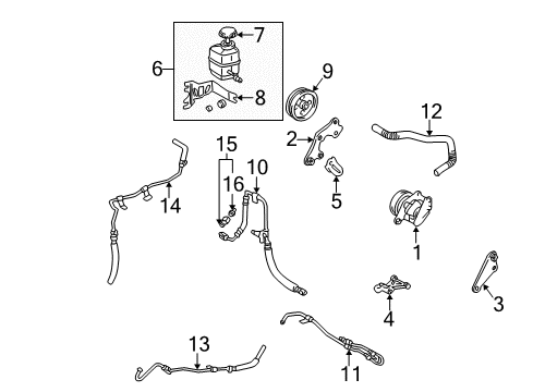 1998 Lexus ES300 P/S Pump & Hoses, Steering Gear & Linkage Reservoir Mount Bracket Diagram for 44390-06010