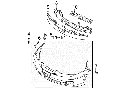 2003 Hyundai Tiburon Front Bumper Absorber-Front Bumper Energy Diagram for 86520-2C000