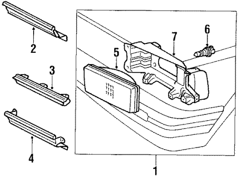 1987 Toyota Cressida Headlamps Passenger Side Headlight Unit Assembly Diagram for 81130-22521