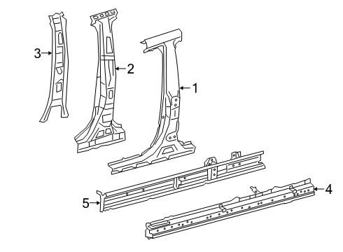 2022 Lexus ES250 Center Pillar & Rocker Pillar Sub-Assembly, NO. Diagram for 61034-06070