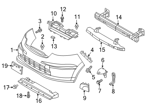 2018 Chevrolet City Express Front Bumper Bumper Cover Bolt Diagram for 19317727