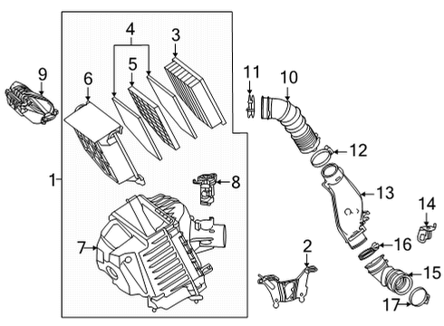 2022 Toyota Mirai Air Intake Elbow Diagram for 17883-77020