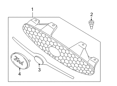 2000 Ford Taurus Grille & Components Emblem Diagram for F8RZ-8A223-AA