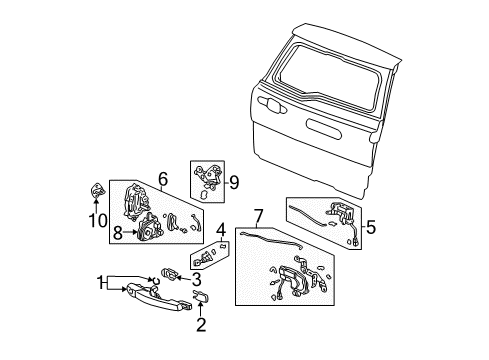 2005 Honda CR-V Back Door Handle Assy., Tailgate *NH623M* (SATIN SILVER METALLIC) Diagram for 74810-S9A-J11ZG