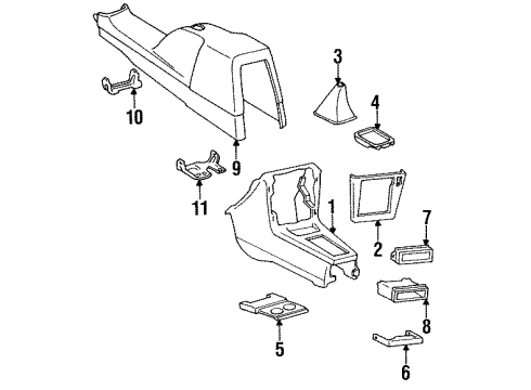 1991 Toyota Tercel Center Console Cover Sub-Assy, Shifting Hole Diagram for 58808-16090-W4