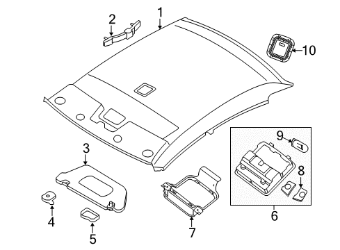 2012 Nissan Altima Interior Trim - Roof Lamp Assembly Map Diagram for 26430-ZX10A